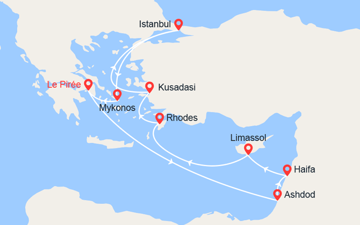 itinéraire croisière Iles grecques - Iles grecques : Israël, Chypre, Grèce, Turquie 