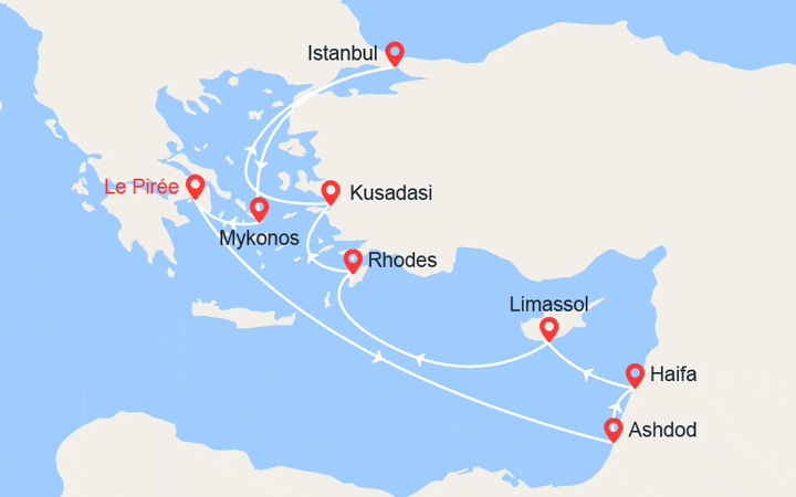 itinéraire croisière Iles grecques - Iles grecques : Israël, Chypre, Grèce, Turquie 