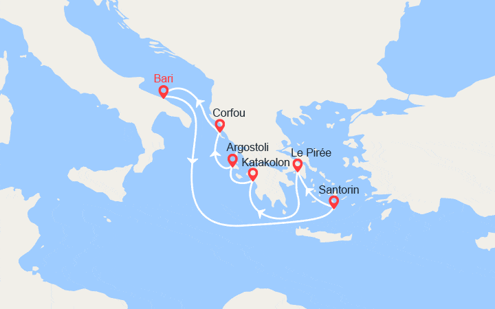 itinéraire croisière Méditerranée Orientale : Italie, îles Grecques