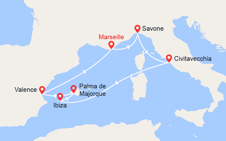 itinéraire croisière Iles Baléares : Italie, Baléares, Espagne 