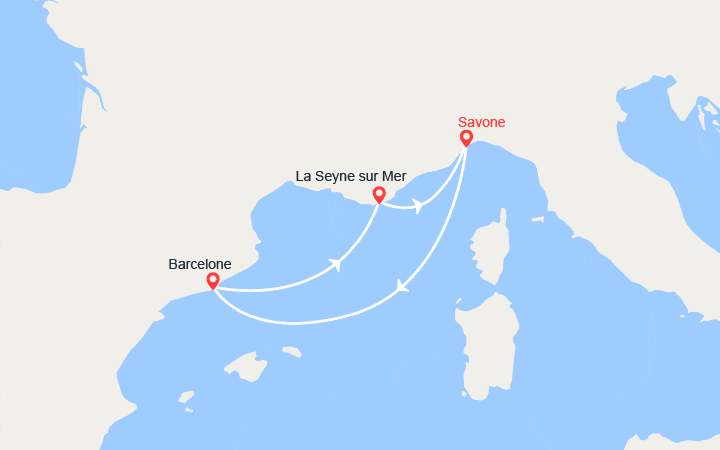 itinéraire croisière Méditerranée Occidentale : Italie, Espagne