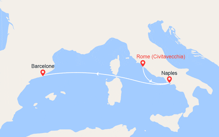 Itinéraire Italie, Espagne : de Civitavecchia à Barcelone 