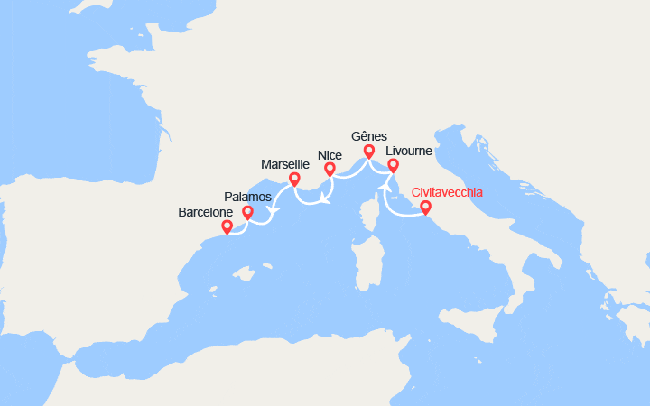Itinéraire Italie, France, Espagne 