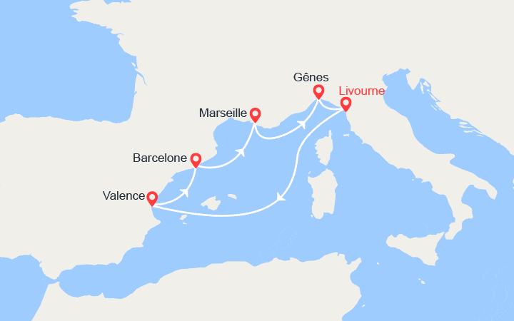 Itinéraire Italie, France, Espagne 