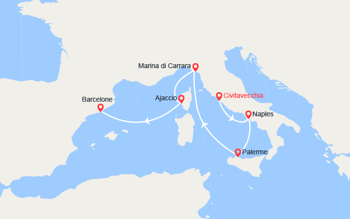 Itinéraire Italie, France, Espagne 