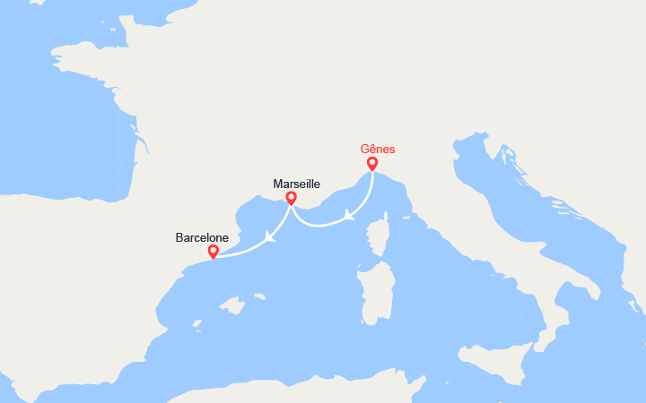 itinéraire croisière Méditerranée Occidentale : Italie, France, Espagne : de Gênes à Barcelone