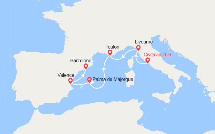 Itinéraire Italie, France et Espagne  