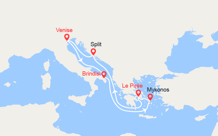 itinéraire croisière Méditerranée Orientale - Méditerranée Orientale : Italie, Grèce, Croatie 