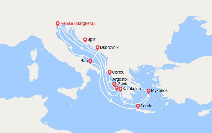Itinéraire Italie, Grèce, Croatie 