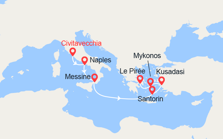 itinéraire croisière Méditerranée Orientale : Italie, Grèce, Turquie