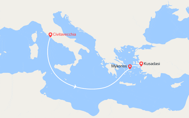 Itinéraire Italie, Grèce, Turquie 