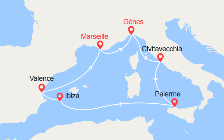 Itinéraire Italie, Ibiza, Espagne  