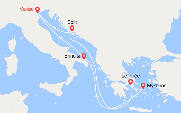 itinéraire croisière Méditerranée Orientale - Croatie/Adriatique : Italie, Iles grecques, Croatie