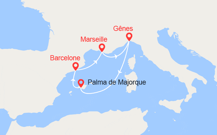 itinéraire croisière Iles Baléares : Italie, Majorque, Espagne 