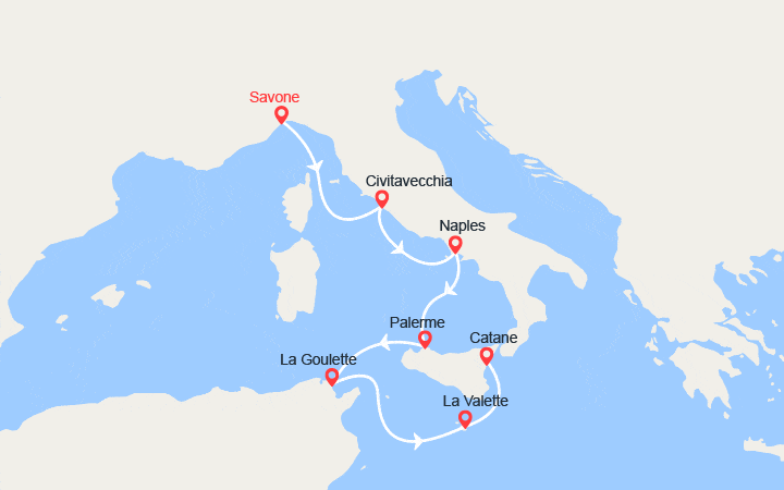 itinéraire croisière Méditerranée Occidentale : Italie, Malte