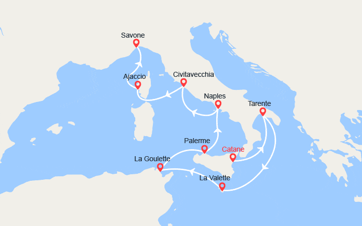 itinéraire croisière Méditerranée : Italie, Malte, Corse