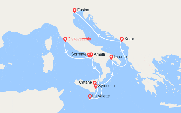 Itinéraire Italie, Malte, Monténégro 