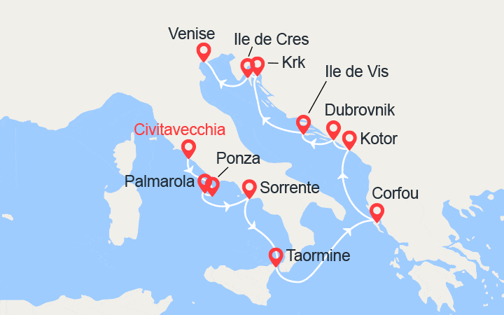 itinéraire croisière Croatie/Adriatique : Italie, Monténégro et Croatie 