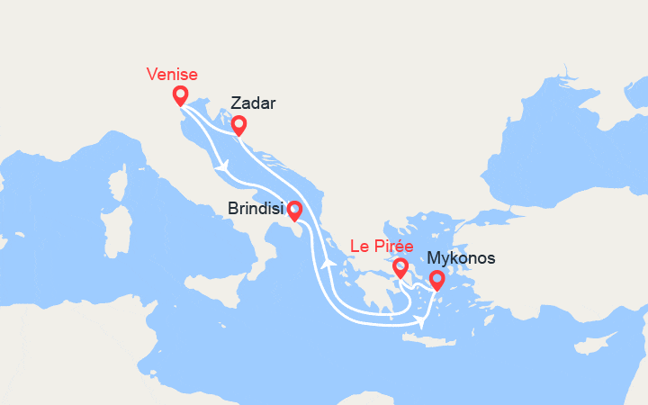 Itinéraire Italie, Mykonos, Athènes, Croatie 