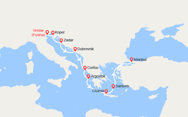 Itinéraire Italie, Slovénie, Croatie, Grèce, Turquie 