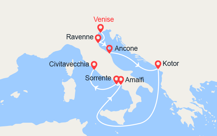 itinéraire croisière Croatie/Adriatique : Italie et Monténégro  