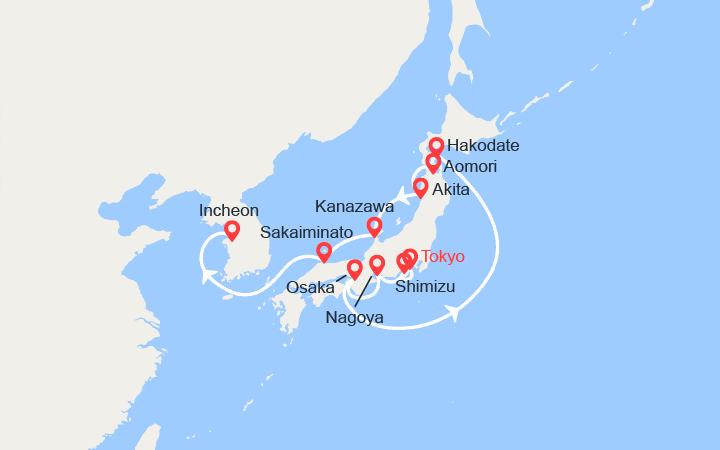 itinéraire croisière Asie : Japon et  Korée du sud 