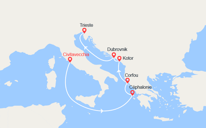 Itinéraire L'Adriatique : Rome, Kotor, Dubrivnik, Trieste... 