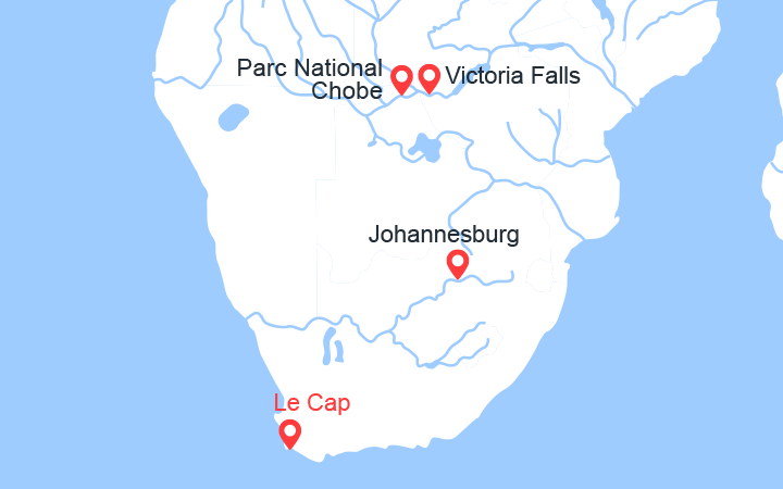 itinéraire croisière Chobe Zambèze - Chobe Zambèze : L'Afrique Australe avec pré-programme au Cap de Bonne Espérance (14Z_PP) 