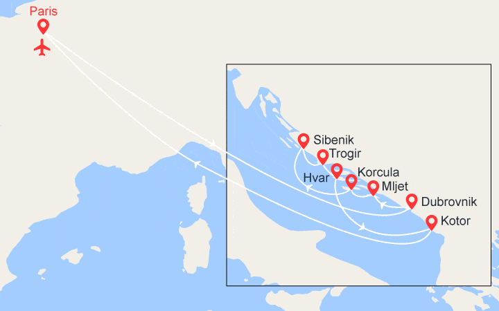 itinéraire croisière Méditerranée : La Croatie et le Monténégro (DHD) 