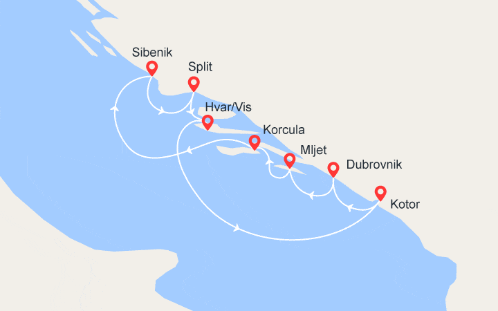 itinéraire croisière Croatie/Adriatique - Croatie/Adriatique : La Croatie et le Monténégro (DHD_PP) 