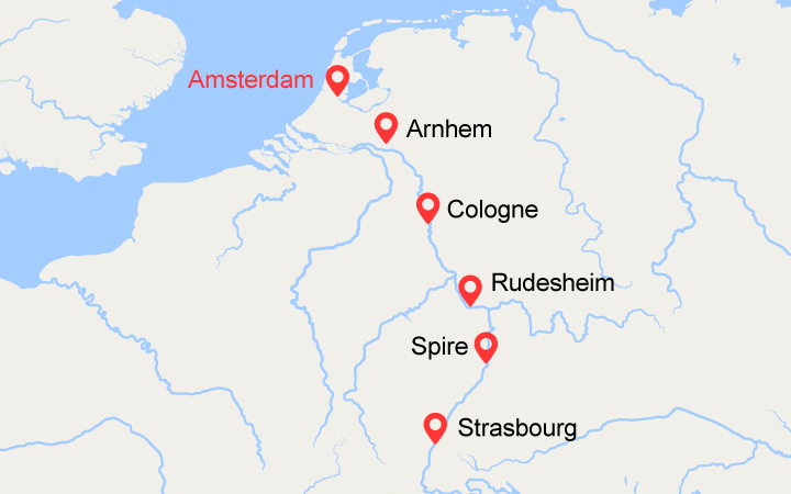 itinéraire croisière Rhin et ses affluents - Rhin et ses affluents : La Hollande et la Vallée du Rhin Romantique (AST_PP) 