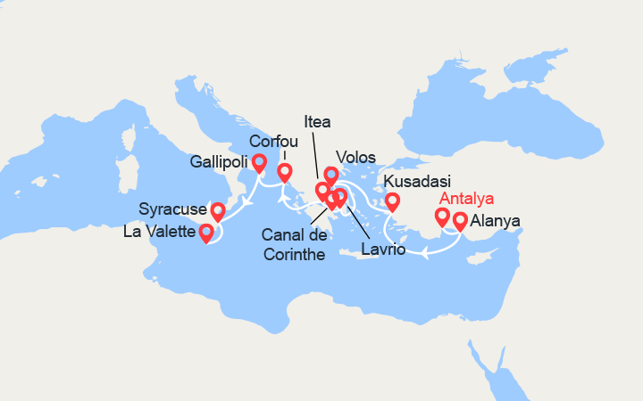 itinéraire croisière Iles grecques : La Méditerranée : empreintes des grandes civilisations 