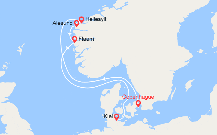 itinéraire croisière Fjords : La Norvège : de Copenhague à Kiel 
