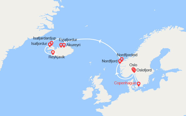 itinéraire croisière Fjords : La Norvège et les Fjords