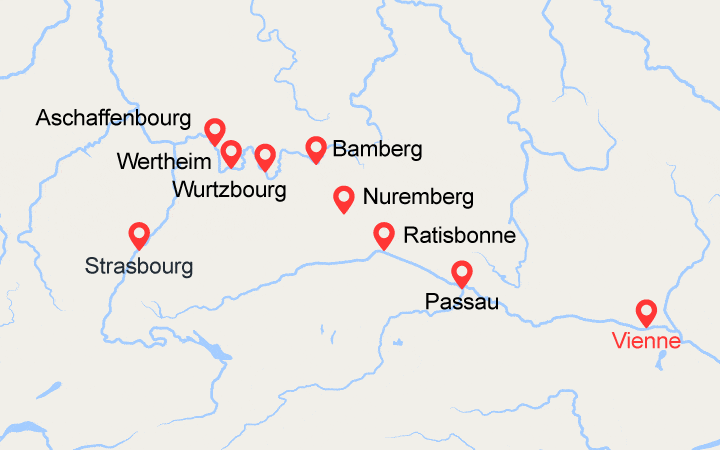 Itinéraire La route romantique en croisière du Danube au Rhin (VNS) 