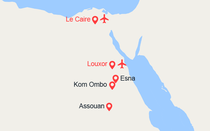 itinéraire croisière Nil : Le Caire & croisière sur le Nil : sur la Terre des Pharaons (10N) 