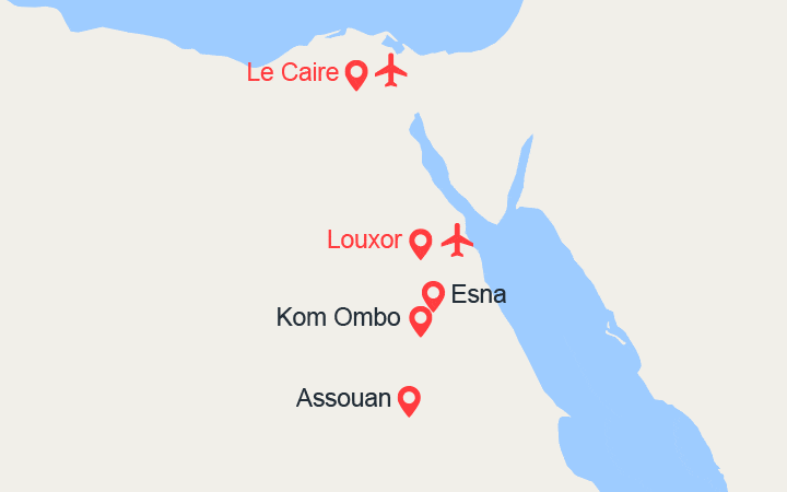 itinéraire croisière Nil - Nil : Le Caire & croisière sur le Nil : sur la Terre des Pharaons (10N)