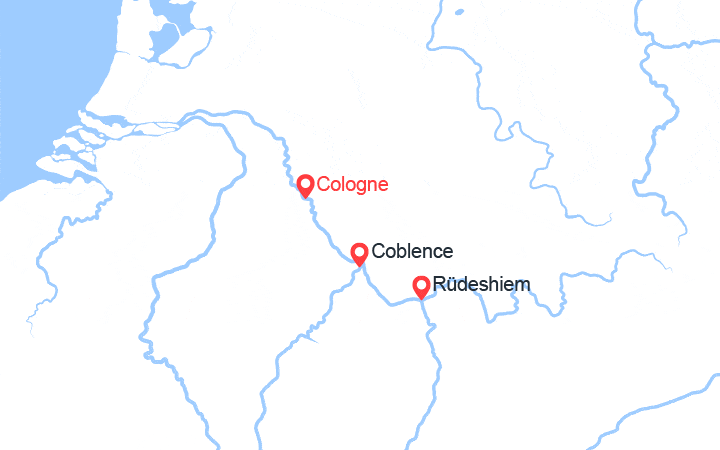itinéraire croisière Rhin et ses affluents - Rhin et ses affluents : Le Rhin :Cologne, Coblence, Rüdesheim, Mayence, Cologne 