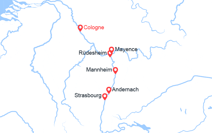 itinéraire croisière Rhin et ses affluents : Le Rhin et la Moselle  