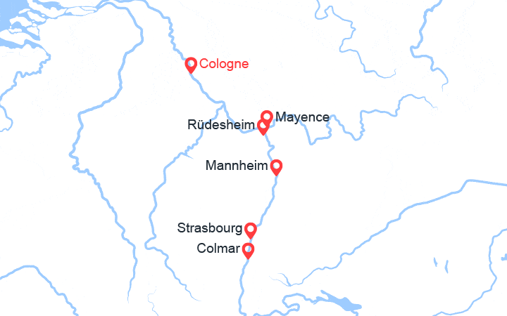 itinéraire croisière Rhin et ses affluents : Le Rhin et le  feux d'artifices à Rüdesheim 