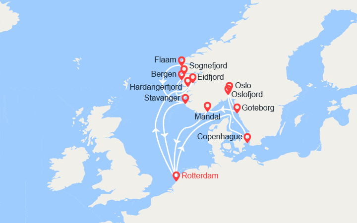 Itinéraire Les Fjords: Eidfjord, Stavanger, Oslo 