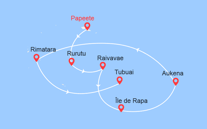 itinéraire croisière Pacifique : Les îles Australes : Rurutu, Raivavae, Rapa, Rimatara, Tubuai 