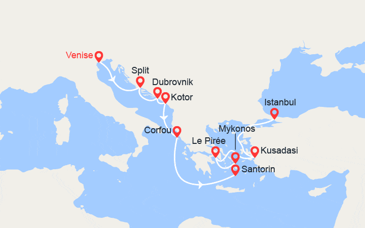 itinéraire croisière Méditerranée Orientale : Les Iles Grecques et Italie 