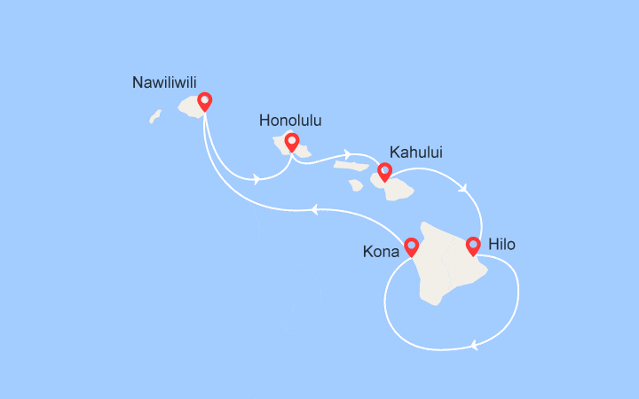 itinéraire croisière Pacifique : Les Iles Hawaï 