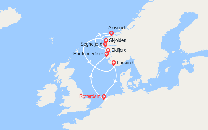 itinéraire croisière Europe du Nord : Les Légendes du Nord: Rotterdam, Skjolden 