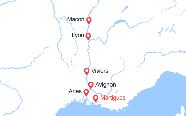 itinéraire croisière Rhône Saône - Rhône Saône : Les plus belles escales du Rhône et de la Saône De Martigues à Lyon (MML_PP)