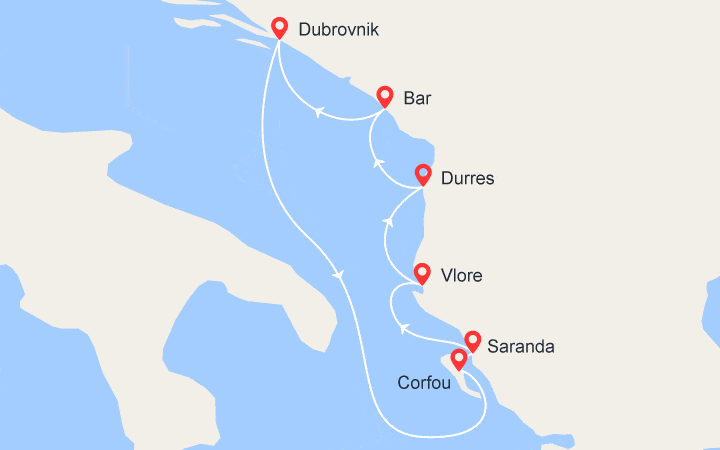 itinéraire croisière Croatie/Adriatique : Les trésors de l'Adriatique : Croatie, Grèce, Albane et Monténégro (DCA_PP)
