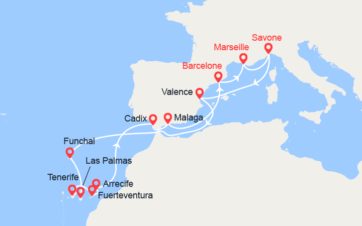 Itinéraire Madère et Iles Canaries 