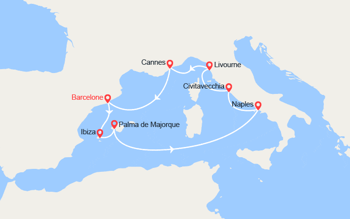 Itinéraire Majorque, Italie, Côte d'Azur 