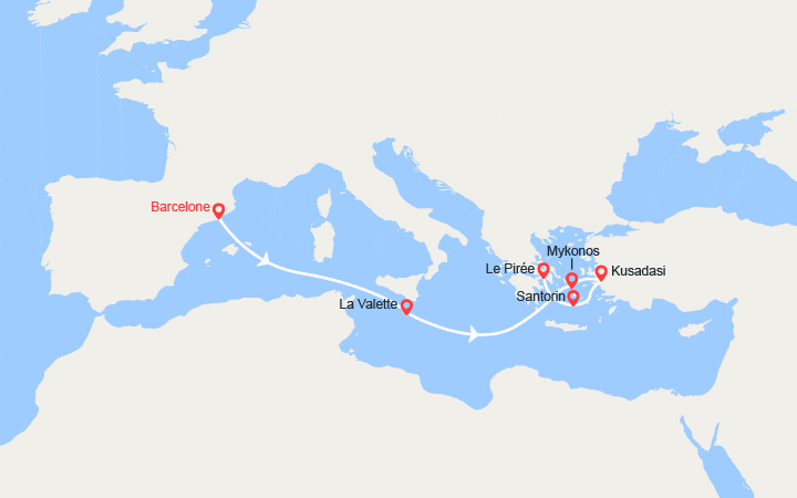 Itinéraire Malte, Mykonos, Ephèse, Santorin 